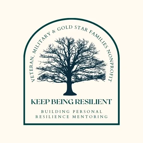 A logo of a tree with the words " keep being resilient " underneath it.