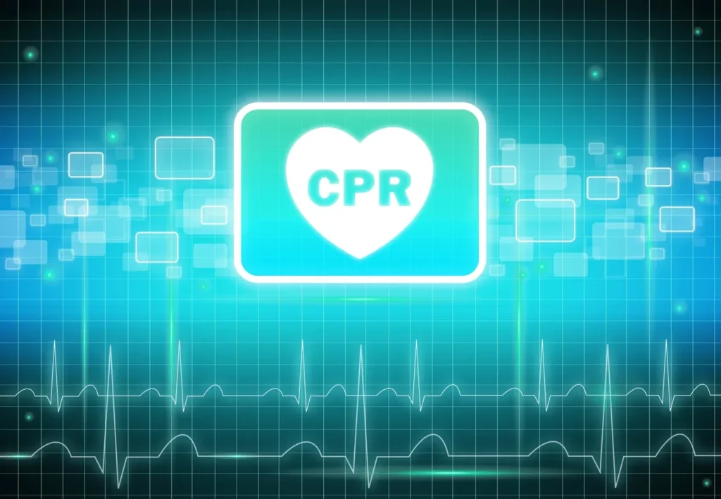 A heart with the word cpr written on it.